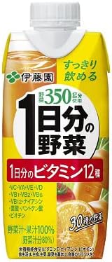 伊藤園 1日分の野菜 キャップ付き紙パック 330ml (1日分のビタミン12種, 24本)