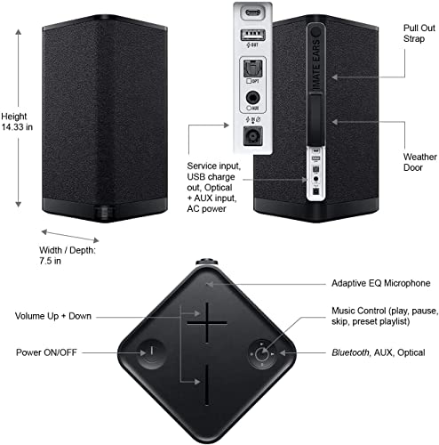 Ultimate Ears Hyperboom Portable & Home Wireless Bluetooth Speaker - Black (Renewed)