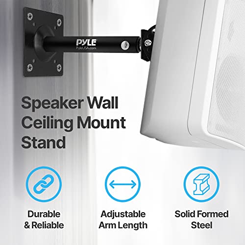 Pyle Speaker Wall Ceiling Mount Stand - Black Speaker Mounting Bracket W/ Adjustable Swivel Tilt, Retractable Telescopic Arm - Home Surround Sound System Bookshelf Satellite Speakers Pstndc31 (Pair) #TOP4