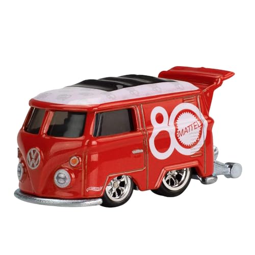 Image of Hot Wheels Toy Van, Premium Mattel 80th Volkswagen Kool Kombi, 1:64 Scale Collectible Vehicle, Real Riders Tires, Metal /Metal Body & Chassis