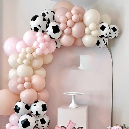 Image of Cow Print Balloons, 67pcs 12 Inch Cow Balloons for Birthday, Farm Cowboy Western Baby Shower Birthday Party Decorations