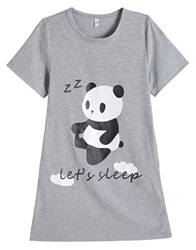 Big Girls' Summer Cartoon Sleepwear Cute Panda Lovely Cat Nightgown Cotton Sleepshirt Dress