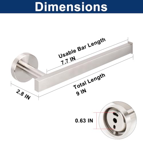 Image of NearMoon Square Hand Towel Holder /Towel Ring, Premium SUS304 Stainless Steel Hand Towel Bar Rustproof Wall Mounted Towel Rack for Bathroom /Kitchen, Contemporary Style Bath Accessory (Brushed Nickel)