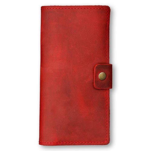 PEGAI Leather Checkbook Cover - Distressed Leather Checkbook Wallet, Checkbook Case - CLARK (Rose) (FBA)