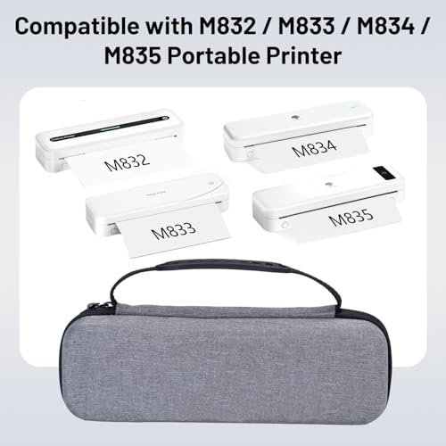 Image of M833 protable printer case, Storage Bag Compatible with Memoking, Memoquneen, Itari, COLORWING, Phomemo M832 /M833 /M834 /M835 Printer, Portable Bag Lightweight for Travel, Grey