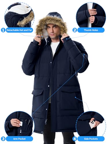 Image of Winter Coats For Men Winter Jackets Water Resistant Warm Thicken Puffy Hooded Insulated Thicken Parka Coat