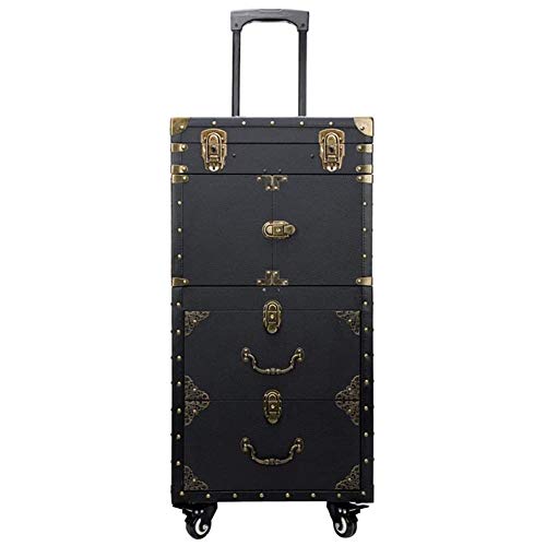 Preisvergleich Produktbild NACHEN Kosmetikkoffer Haar-Werkzeugset Persönlichkeit Retro Schublade Schönheitssalon-Werkzeugkasten Nägel Make-up Universal Wheel Toolbox