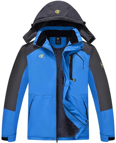 Image of QPNGRP Mens Waterproof Fleece Ski Jacket Windproof Winter Snow Coat