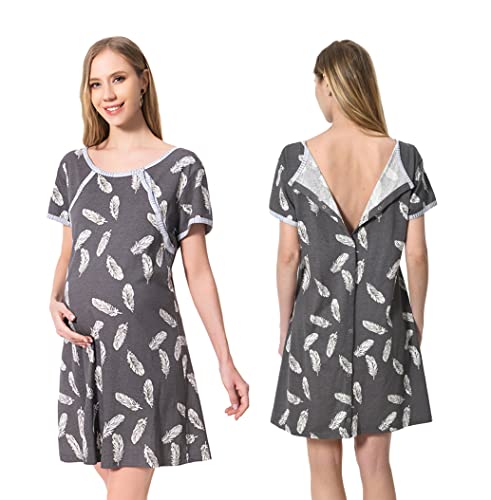 Image of MaisMa 4 in 1 Labor/Delivery/Nursing Hospital Gown Maternity/Maternity/Nursing Nightdress, Hospital Bag Must Have