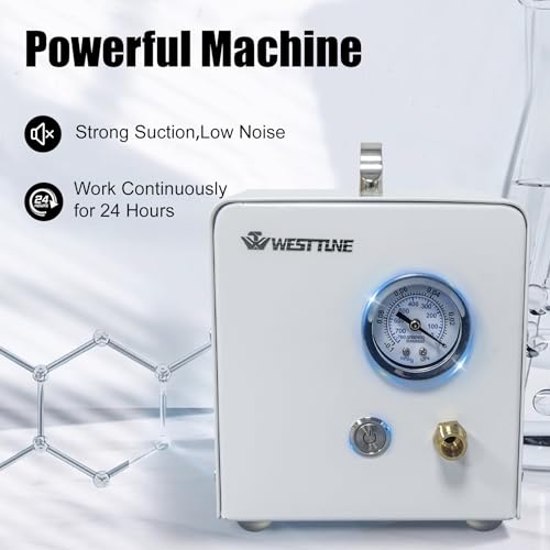 WEST TUNE Lab Diaphragm Vacuum Pump, Portable Oilless Vacuum Filtration Pump for Laboratory Work with 2 Types of Rubber Tubes, Negative Pressure (15L/min) by WEST TUNE - Used condition - Image 4