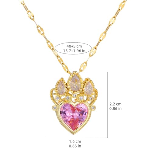 Collier Goutte d'eau Rose pour Filles en Acier Inoxydable Couronne - 3