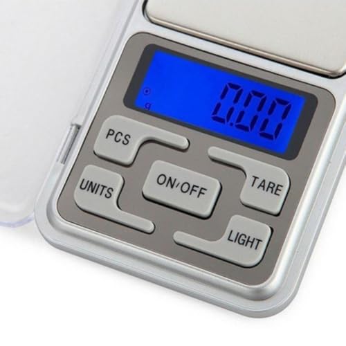 Mini Balança Digital de Alta Precisão de Bolso Portátil 0,1g até 500g com Visor Digital em LED com F