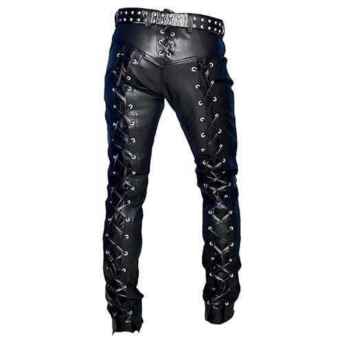 Men's Classic Casual Leather Motorcycle Pant Native American Hand Made Cowboy Style Cowhide Leather Pant2