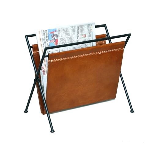 Vishwa Cuero Art MR-01 Folding Leather Magazine Rack Brown Leather Magazine And Paper Holder News Paper Holder thumb #8