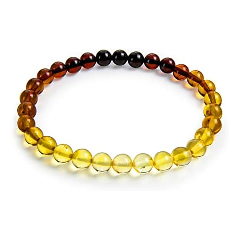 Amber Culture Amber Stretch Bracelet - Handmade 5mm Beads 100% Baltic Natural Baltic Amber Stone - Unisex with Gift Box Multiple Colors Cover