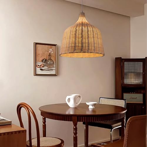 Xisakaca 1 pacote de luz pendente de vime de vime para ilha de cozinha, lustre de vime rústico boho