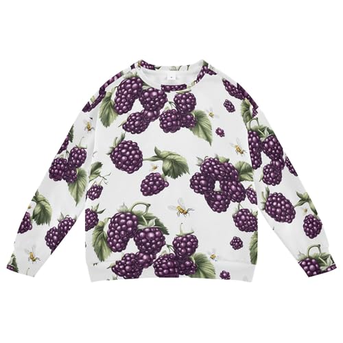 JUNZAN Fresh Boysenberry Fruit White Kids Boys Sweatshirt Hoodie Fleece Outerwear for Kids Camping 4T