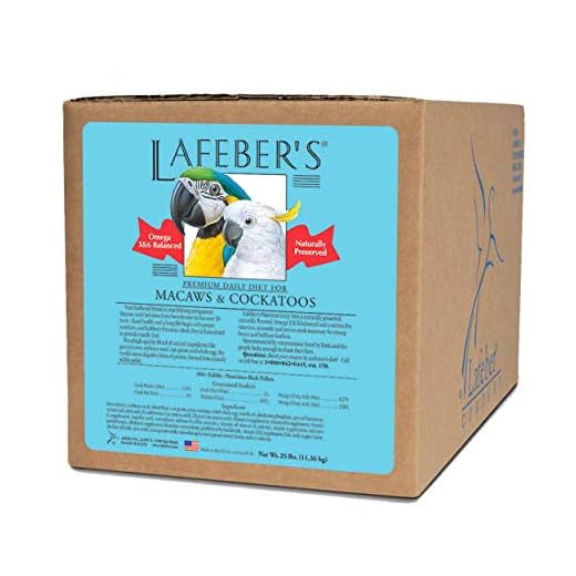 LAFEBER'S Premium Daily Diet Pellets Pet Bird Food, Made with Non-GMO and Human-Grade Ingredients, for Macaws and Cockatoos, 25 lb