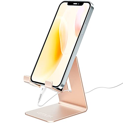 Urmust Cell Phone Stand for Desk Phone Holder Dock Cradle Stand for iPhone 15 14 13 12 11 Pro Max X Xr 8 Plus 7 6, Tablet(4-10in) Light Gold