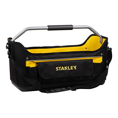 STANLEY Open Tool Bag Tote, Waterproof Base, Multi-Pockets Storage Organiser with Shoulder Strap, 22 Inch, 1-70-319