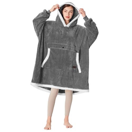 Wearable Blanket for Adults Catalonia Oversized Hoodie Blanket Sweatshirt, Wearable Sherpa Fleece Giant Pullover for Adults Men...