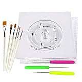 Cookie Decorating Supplies,Cake Sugar Icing Cookie Tools including 1 Acrylic Cookie Turntable,6 Cookie Decoration Brushes,1 Anti-Slip Silicone Mat and 3 Cookie Scribe Needle