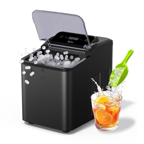 Image of Typhur Fast Nugget Ice Maker, 35 lbs /24H Soft Crushed Ice Machine Countertop with Self-Cleaning Pump & 8-Pack Cleaners, Includes Dual Ice Scoops, Ideal for Office, Bar, Kitchen Use (Charcoal Black)