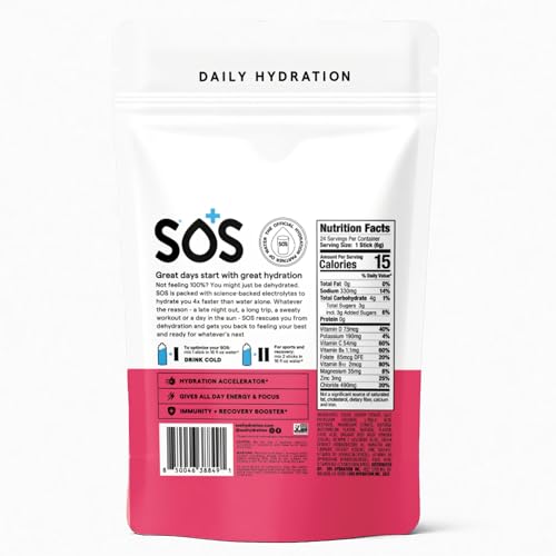 Image of SOS Hydration Electrolyte Powder Packets | Low Sugar Rapid Hydration | Keto Friendly (24 Servings, Watermelon)