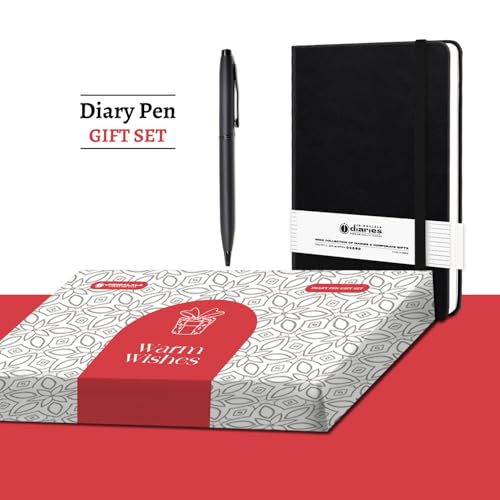 Image of Jhingalala A5 Leather Cover Hardbound Undated Journal Notebook with Pen Combo Gift | 80 GSM Premium Non-Bleeding Paper | Diary with Pen | Ideal Corporate, Diwali & New Year Gift (Black)