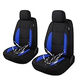 Pariitadin Waterproof Car Seat Covers 2 Front Seats, Neoprene Seat Covers for Cars, Universal Fit Interior Covers for Most Cars Sedan Van Truck SUV(Black/Blue)