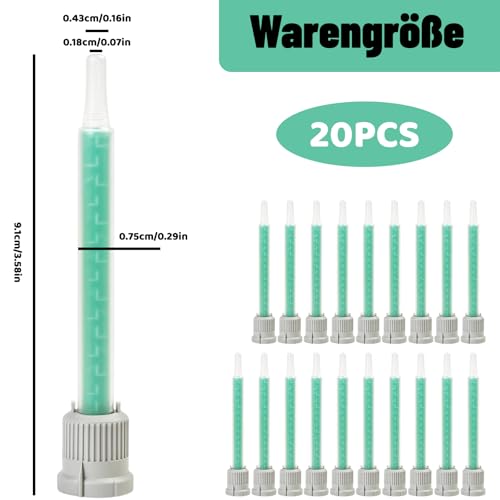 20 Stück Mischdüse, Mischdüsen Für 2k Kleber, Grün Kunststoffkleber Mischrohr, Für Kunststoffkleber Zweikomponentenkleber 2k Kleber Pistole
