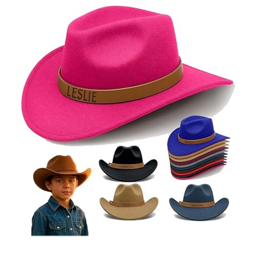 Custom Cowboy Hat for Boys & Girls - Personalized Western Hat with Leather Hatband, Multiple Color Options Beige