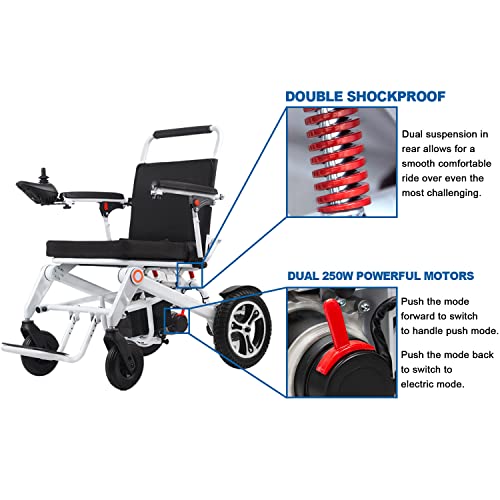 Broobey Lightweight Electric Wheelchairs For Adults With 2 Batteries, Folding Portable Power Wheelchair Weight Only 52Lbs, Motorized Wheelchairs For Seniors Support 220Lbs #TOP4