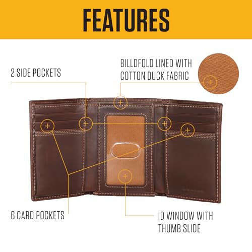 Image of Carhartt Men's Leather Triple Stitch Wallet, Durable Full-Grain Leather Bifold, Trifold & Rodeo Styles, Gifts for Men