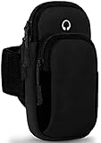 ONEFLOW Premium Sportarmband Handy Armband zum Joggen kompatibel mit OnePlus 3 | Lauftasche Smartphone Armtasche weich, 2 Fächer - Sport Handyhalterung Arm, Schwarz