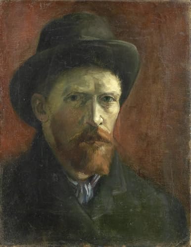 Impression toile Van Gogh Autoportrait au chapeau de feutre tableau 60x90cm