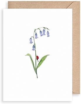 Cute Birthday Card Bluebell Ladybird Floral - Louise Mulgrew Greeting Card