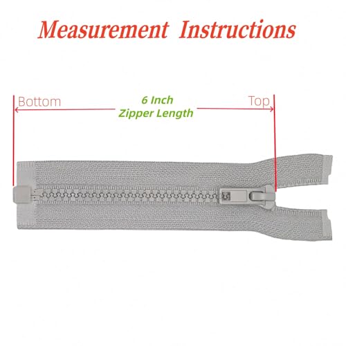 Image of YaHoGa 2PCS #5 6 inch Separating Jacket Zippers for Sewing Coats Jacket Zipper Replacement Grey Plastic Zippers Bulk (6 inch Gray)