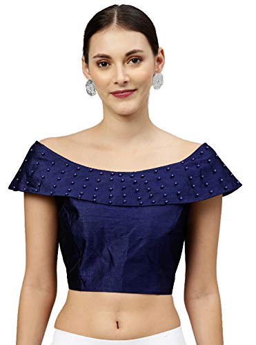 NPLASH FASHIONWomen's Silk Plain Short Sleeve Saree Blouse