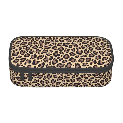 Image of Perinsto Leopard Print Pencil Case Big Capacity Multi Compartment Stationery Box Pencil Pouch Holder Desk Organizer For School Office Home