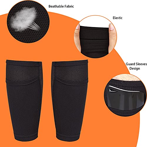 Soccer Shin Guard Sock,Leg Performance Support Football Compression Calf Sleeves with Pocket Can Holding Shin Pads,Comfort Breathable Youth Soccer Shin Guard Holders for Beginner or Elite Athlete