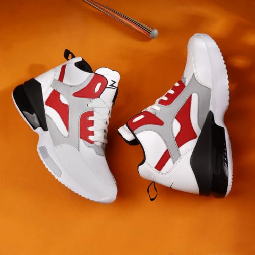 Image of Zixer High Top Sneakers for Men | Stylish Casual Basketball Inspired Shoes for Men | Lace-Up Ankle Length Fashion Sneakers | Lightweight Comfortable Walking Shoes for Men