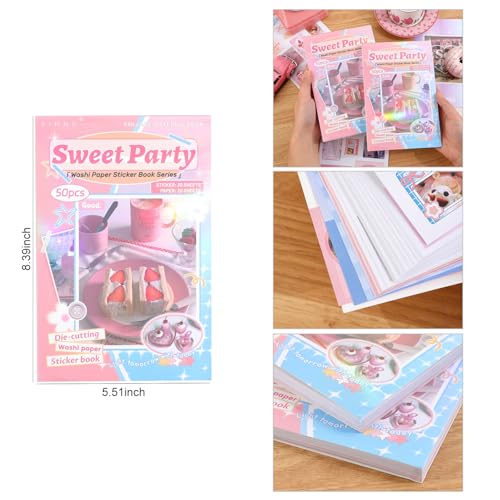 Image of Girl's Korean Retro Sticker Book, Dessert Party Theme - 800+ Cute Fresh and Clean Style Old Items Stickers, for DIY Scrapbooking Journaling Handbook Decoration