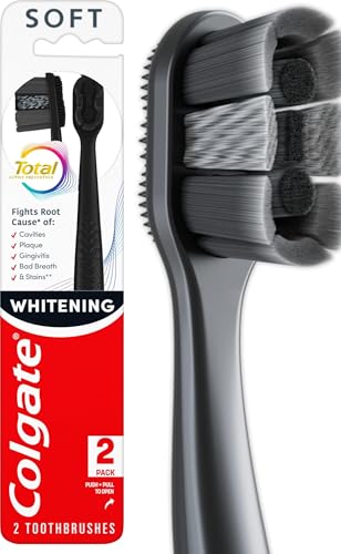 Colgate Total Whitening Charcoal Toothbrush, Soft, Black, 2 Pack - image 1