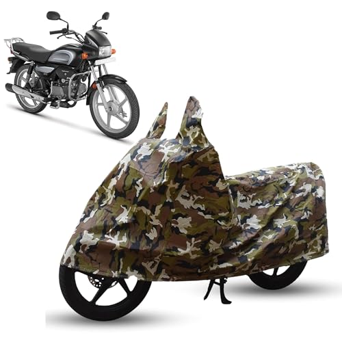 Image of Sulfar Bike Cover for Hero MotoCorp Splendor Plus 100 (Base) | Waterproof, Dustproof & UV Protected | All Weather Two Wheeler Cover (Army Green) New 2026 Variants