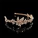 Aimimier Baroque Bridal Crystal Headband Vintage Embellished Pearl Gemstone Crown Delicate Maple Leaf Hair Hoop for Women
