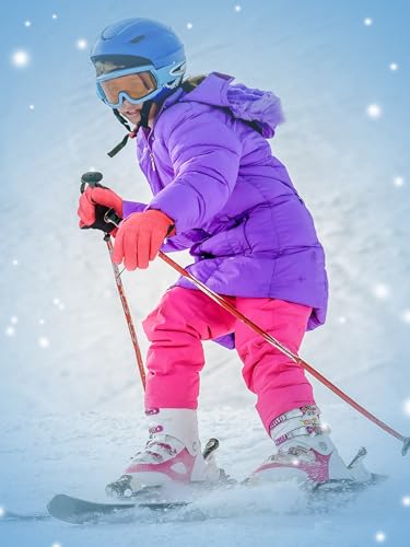 Image of SATINIOR 2 Pairs Kids Waterproof Winter Snow Gloves Ski Gloves for Boy Girl Outdoor Warm Thickening Snowboard