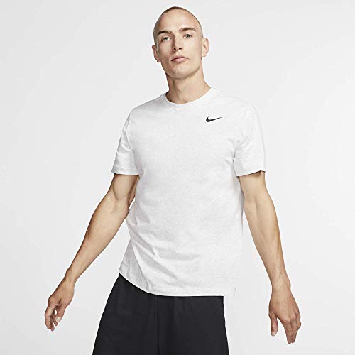 Nike Men's Dry Tee Drifit Cotton Crew Solid, Birch Heather/Black, Large3