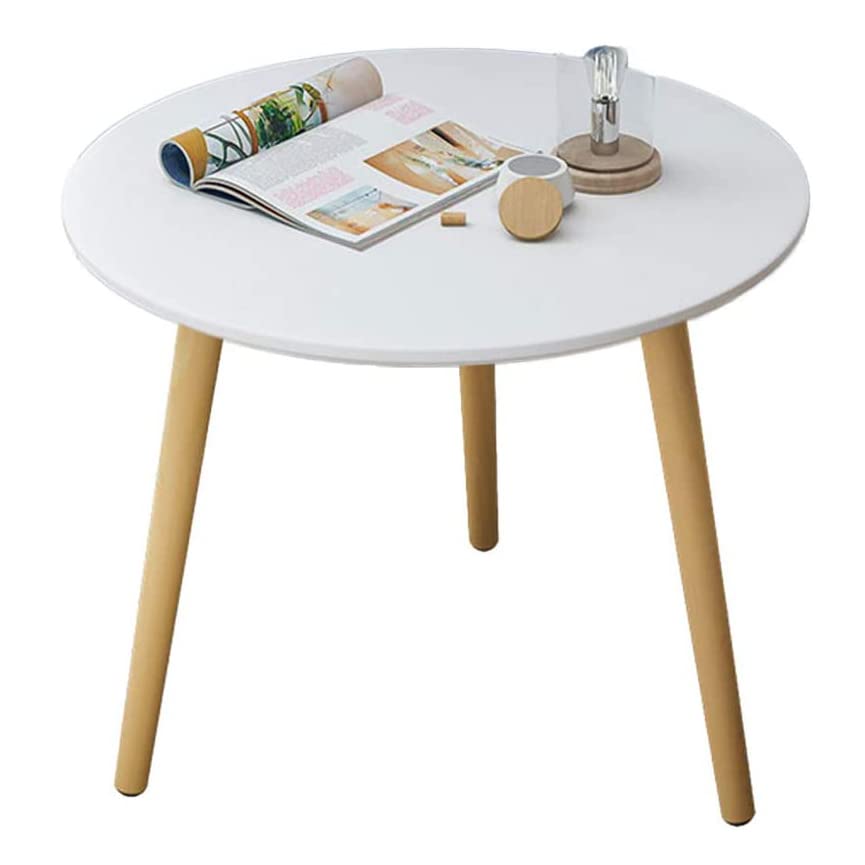 Table de canapé YangRy en bois massif blanc de 60 cm pour salon
