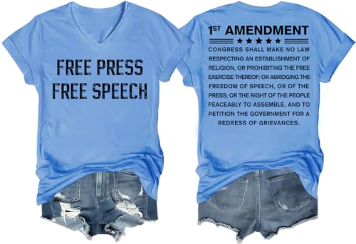 NACJOM Free Press Free Speech Shirt, 1st Amendment T-Shirt Graphic Tees for Men Women